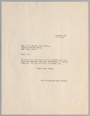 [Letter to J. C. Lewis, October 31, 1923]