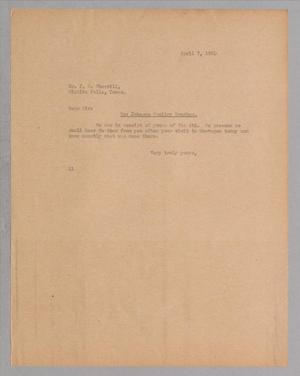 [Letter from Isaac H. Kempner to J. N. Sherrill, April 7, 1931]