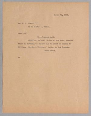 [Letter from A. H. Blackshear, Jr. to J. N. Sherrill, March 31, 1931]