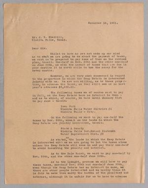 Primary view of object titled '[Letter to J. N. Sherrill, November 19, 1931]'.