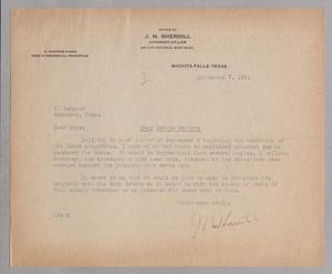 [Letter from J. N. Sherrill to H. Kempner, September 7, 1931 #2]