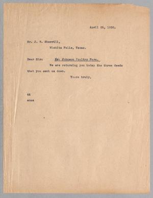 Primary view of object titled '[Letter from A. H. Blackshear, Jr. to J. N. Sherrill, April 25, 1932]'.