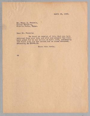 [Letter from A. H. Blackshear, Jr., to Charles I. Francis, April 26, 1932]