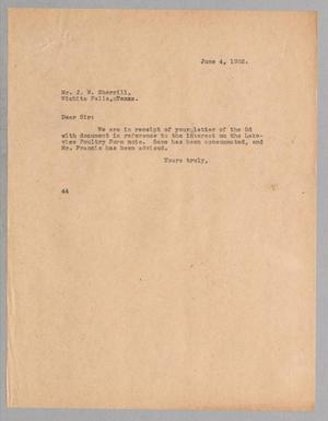 [Letter from A. H. Blackshear, Jr., to J. N. Sherrill, June 4, 1932]