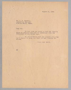 Primary view of object titled '[Letter from A. H. Blackshear, Jr., to to J. N. Sherrill, August 18, 1932]'.