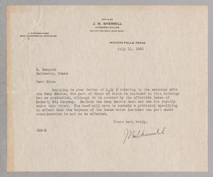 [Letter from J. N. Sherrill to H. Kempner, July 11, 1932]