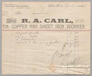 [Receipt for Balance Paid to R. A. Carl, April 1898]