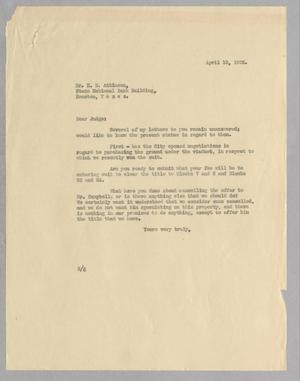 Primary view of object titled '[Letter to Judge H. N. Atkinson, April 10, 1925]'.