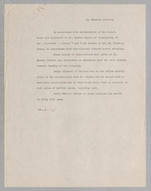 Primary view of object titled '[Houston Property Descriptions and Correspondence Extracts]'.