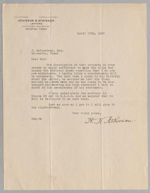 Primary view of object titled '[Letter from H. N. Atkinson to J. Seinshimer, April 17, 1925]'.