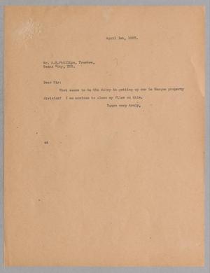 Primary view of object titled '[Letter from A. H. Blackshear, Jr., to A. B. Phillips, April 1, 1927]'.
