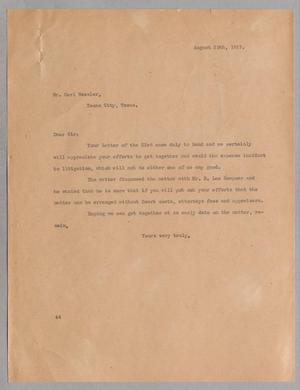 [Letter from A. H. Blackshear, Jr., to Carl Nessler, August 29, 1927]
