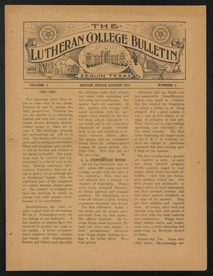 Primary view of object titled 'The Lutheran College Bulletin, Volume 4, Number 4, August 1920'.