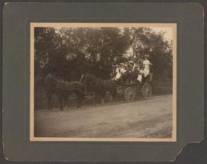 Primary view of object titled '[Cleburne High School Students in Tallyho Wagon]'.