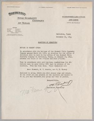 [Letter from H. B. Bisbey, December 21, 1944]