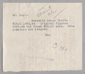 [Letter from Mac to Mr. Kay]