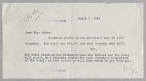 [Letter to Fannie Adoue, March 7, 1944]