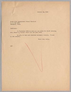 [Letter from A. H. Blackshear, Jr., to South Park Independent School District, October 18, 1946]