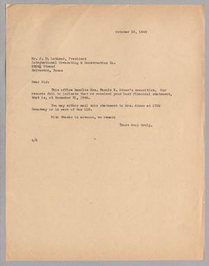 [Letter from A. H. Blackshear, Jr., to J. D. Latimer, October 10, 1946]