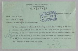 Primary view of object titled '[Letter from John M. Hogan to F. K. Adoue, September 12, 1946]'.