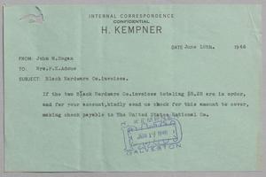 [Letter from John M. Hogan to F. K. Adoue, June 18, 1946]
