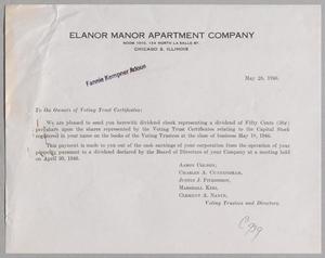 [Letter from Elanor Manor Apartment Company to Owners of Voting Trust Certificates, May 28, 1946]