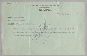 [Letter from John M. Hogan to F. K. Adoue, May 14, 1946