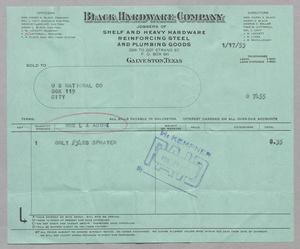 [Invoice for Sprayer for Mrs. L. A. Adoue, January 1953]