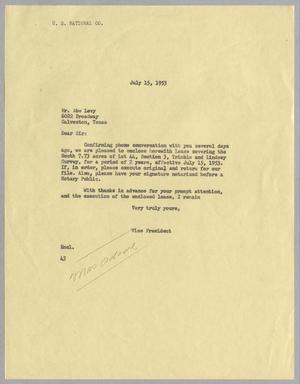 [Letter from Harris L. Kempner to Abe Levy, July 15, 1953]