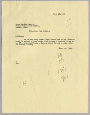 [Letter from A. H. Blackshear, Jr. to Mr. Lockhart, April 23, 1953]
