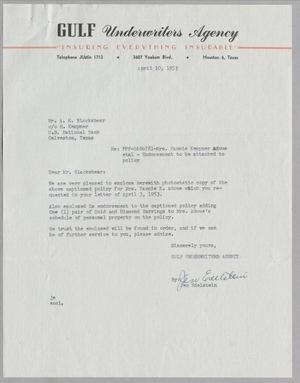 [Letter from Jen Edelstein to A. H. Blackshear, April 10, 1953]
