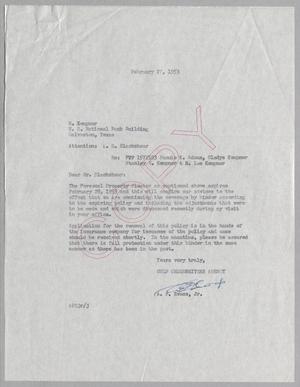 [Letter from A. F. Evans, Jr. to A. H. Blackshear, February 27, 1953]
