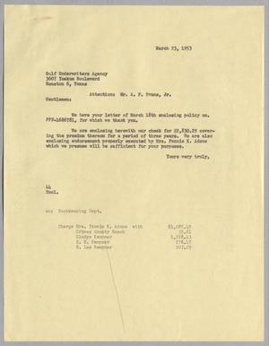 [Letter from A. H. Blackshear, Jr. to A. F. Evans, Jr., March 23, 1953]