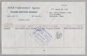 [Invoice for Insurance Premium, March 1953]