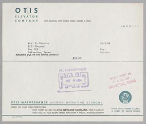 [Invoice for Otis Service Contract, October 1954]