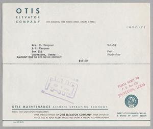 [Invoice for Otis Service Contract, September 1954]