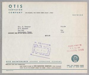 [Invoice for Otis Service Contract, July 1954]