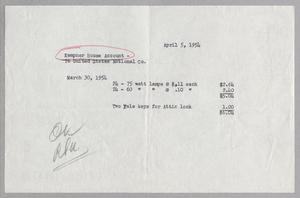 [Invoice for Watt Lamps and Yale Keys, April 1954]