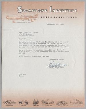 [Letter from Thomas L. James to Fannie K. Adoue, December 21, 1954]