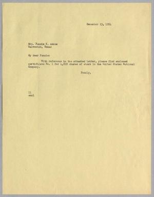 [Letter from Isaac Herbert Kempner to Fannie K. Adoue, December 23, 1954]