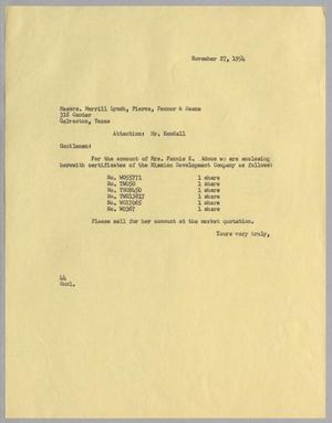 [Letter from A. H. Blackshear, Jr. to Mr. Kendall, November 27, 1954]