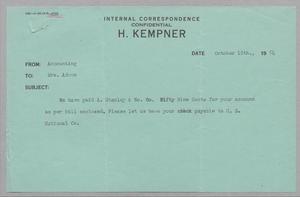 Primary view of object titled '[Letter to Fannie K Adoue, October 12, 1954]'.