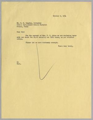 [Letter from A. H. Blackshear, Jr., to B. M. Compton, October 2, 1954]