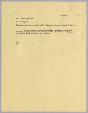 [Letter from A. H. Blackshear, Jr., and R. Lee Kempner, August 5, 1954]