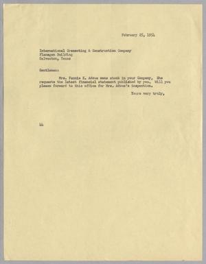 [Letter from A. H. Blackshear, Jr. to International Creosoting & Construction Co., February 25, 1954]
