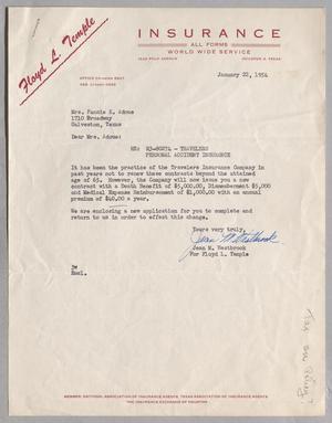 [Letter from Jean M. Westbrook to Fannie K. Adoue, January 22, 1954]