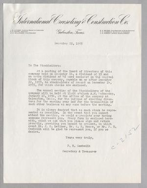 [Letter from International Cresoting & Construction Co. to Stockholders, December 22, 1955]