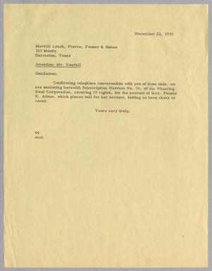 [Letter from A. H. Blackshear, Jr. to Mr. Kendall, November 22, 1955]