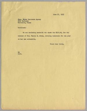 [Letter from A. H. Blackshear, Jr., to Charles Meyer Insurance Agency, June 27, 1955]