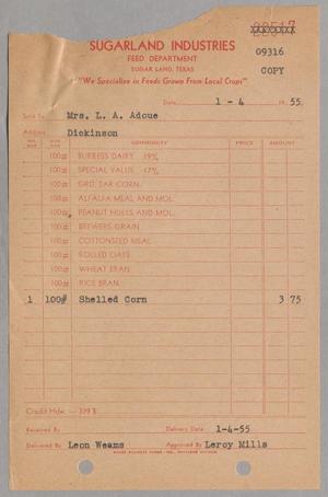[Invoice for Shelled Corn, January 1955]